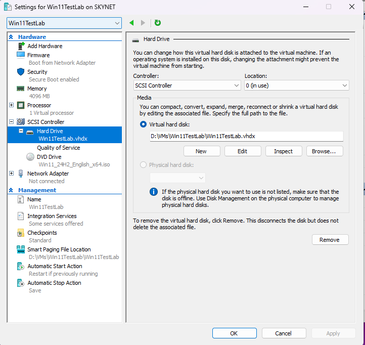 Windows 11 Gen 2 VM in Hyper-V